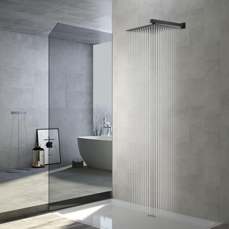 GGStudy High Pressure Square Shower Head 12 Inches Large Stainless Steel Shower Heads,Ultra Thin Rainfall Bath Shower 1/2 Connection Oil Rubbed Bronze Black Shower Head - Image 3